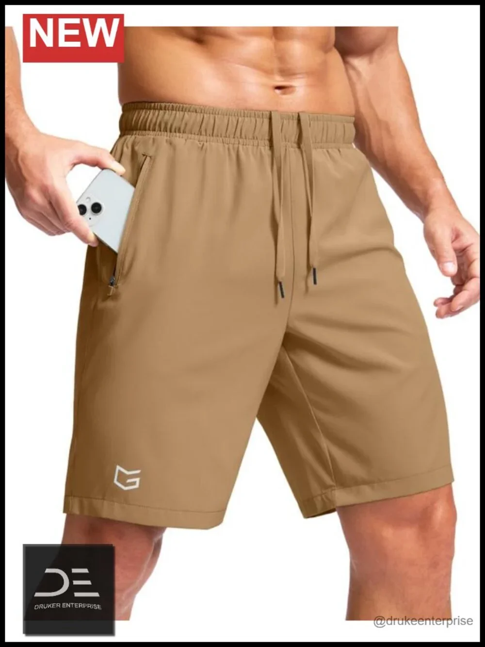 Men's Athletic Running Shorts Quick Dry Breathable with Zipper Pockets